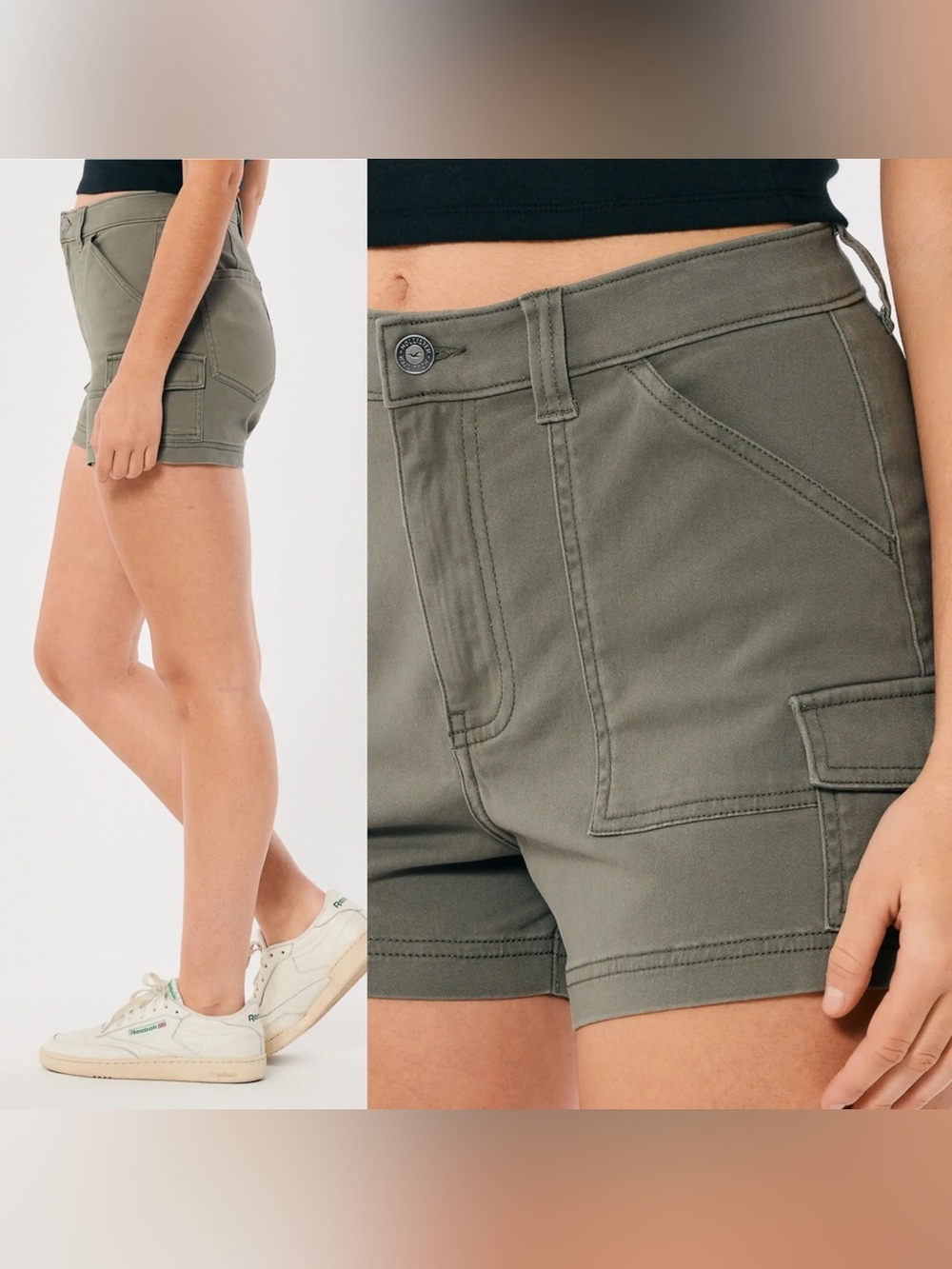 HOLLISTER HIGH RISE TWILL CARGO SHORTS